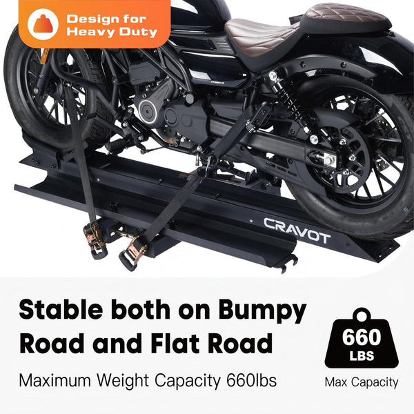 CRAVOT CyberRack E2 Hitch 2 EBike Rack with Ramp, 200 lbs Capacity Electric Bike Carrier Foldable Platform Mount, Up to 5-inch Fat Tire Bicycle for 2'' Receiver Cars Trucks SUVs Minivans RV, Trailer
