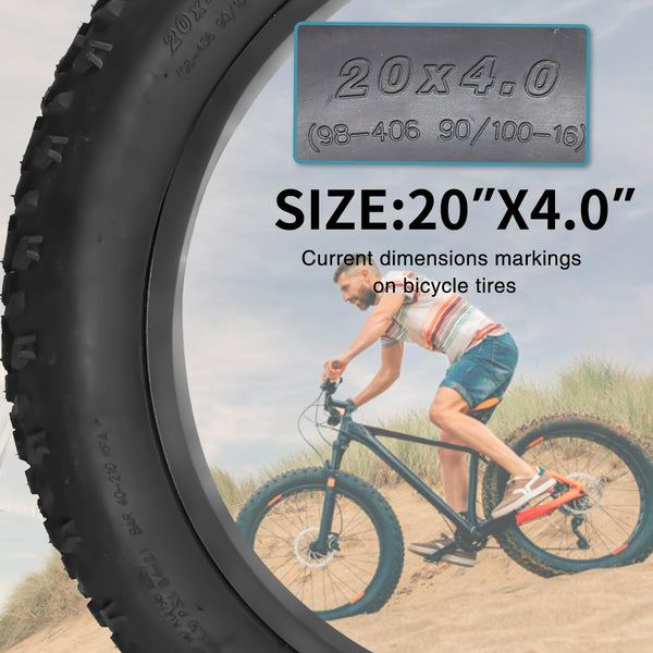 20" E-Bike Fat Tires 20 x 4.0 Folding Bead Tire for Electric Bikes or with AV32mm Tubes Compatible with Wide Mountain Snow Bike Tire