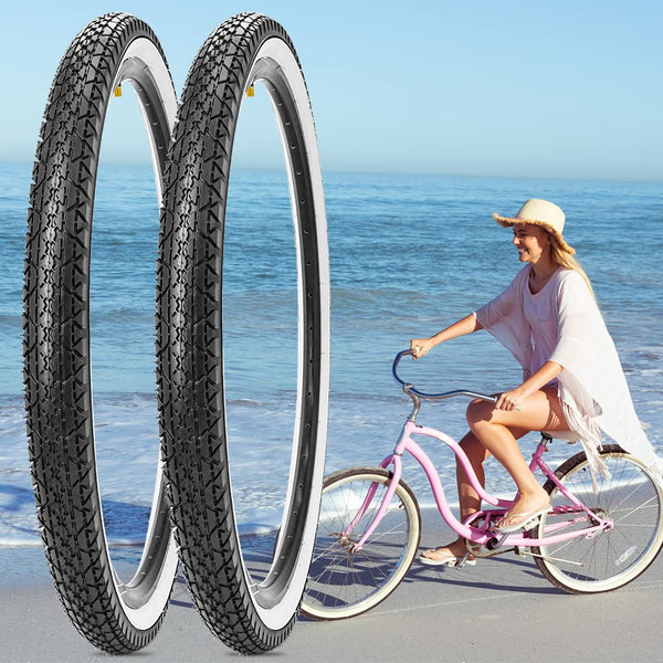 26 Inch Bike Tires 26 X 2.125(57-559) Replacement Tires or Schrader Valve Inner Tubes AV 32mm for Beach Cruiser Bike