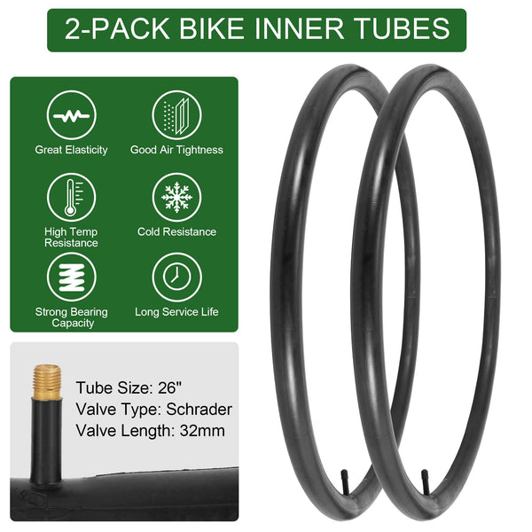 2-Pack 20x1.75 Bike Tire Tube, 20 Inch Mountain Bike Tires & Tubes, Folding Replacement Bicycle Tires with 2 Tire Levers for Hybrid, City Commuter, Urban