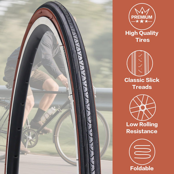 27 X 1 1/4 Bike Tire 27 Inch Road Bike Tires 32-630 Folding Bead Replacement Bicycle Tire Set