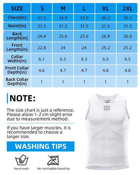 ROCKBROS Men's Sleeveless Cycling Undershirt - Quick Dry Breathable Bicycle Jerseys