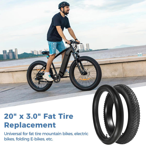 yeesport 20x3.0 Bike Tire & Tube Set, Folding 76-406/20 x 3.0 Ebike Tires & 20x3.0 Fat Bike Tubes with Levers, 20 inch Fat tire for Electric Bicycle, MTB