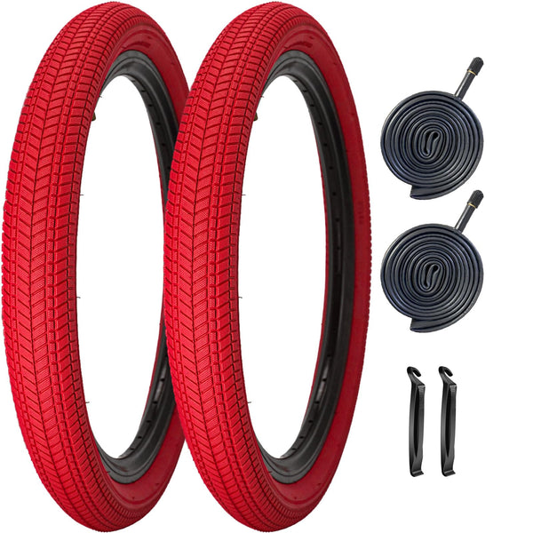2 Pack 20 Inch Color Bike Tire 20 x 2.125 Bicycle Tire with Inner Tubes Folding Bicycle Replacement Tire Color Tire for Children Bikes