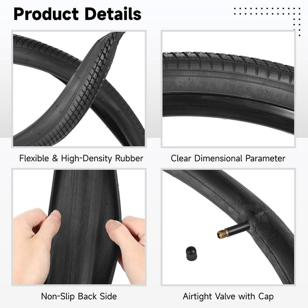 yeesport 700 x 40c/45c Bike Tires, 2 Pack Foldable 42-622 700x40c/700x45c Tires and 700x38/40/42/45c Inner Tubes 48mm A/V Valve, 700c Gravel Bike Tires