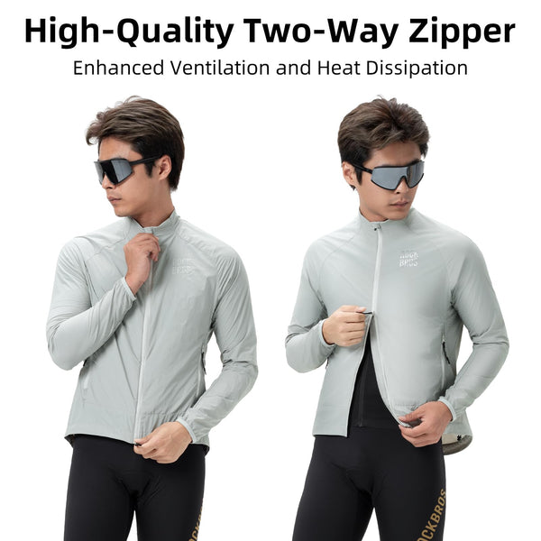 ROCKBROS Cycling Jackets for Men Breathable Cooling Lightweight Long Sleeve Cycling Jersey Running Cycling Windbreaker