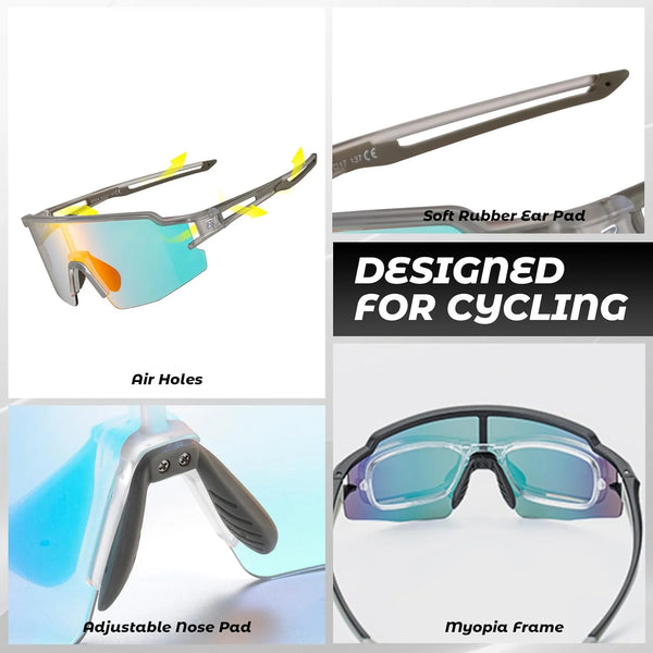 Photochromic Sports Sunglasses for Men Women Cycling UV Protection