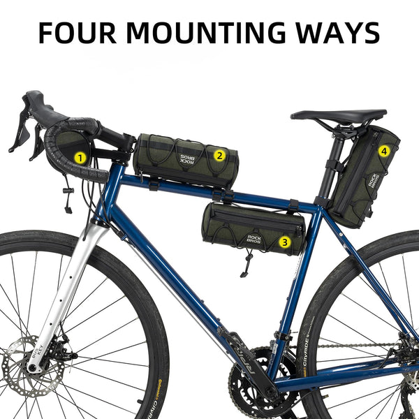 ROCKBROS Bike Handlebar Bag Small Bicycle Handle Bar Bag Handy Front Bike Bags Handlebar Storage Pouch Pack with Shoulder Strap Little Mountain Road Bike Barrel Bag
