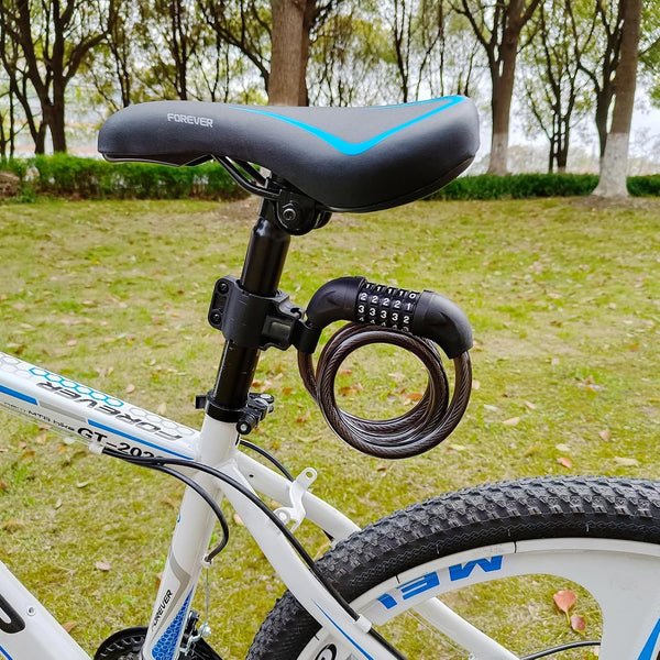 Bike Lock, 4 Feet Bicycle Lock, Heavy Duty Anti Theft 5 Digit Combination Lock, Bike Cable Lock with Mounting Bracket, Bicycle Cable Lock for Road Bike Mountain Bike Scooter