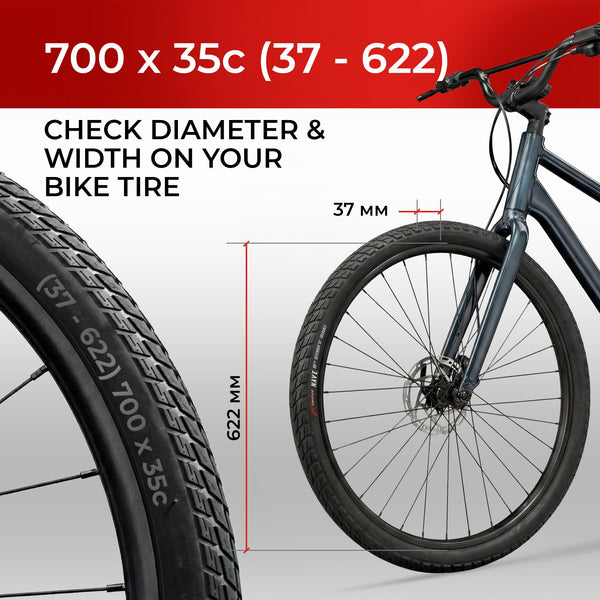 Fincci Gravel 700x35c Bike Tire with 2X Inner Tubes - Pair Foldable 700c Bike Tires, 37-622 with Nylon Puncture Protection 1mm - for Electric, Road, Folding, Hybrid Bikes, 60 TPI