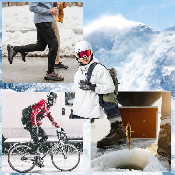 ROCKBROS Winter Cycling Gloves for Men Women Water Resistant Touch Screen Gloves Shock-Absorbing Full Finger Biking Glove Anti-Slip Motorcycle Mountain Bike Gloves, for Fishing, Driving, Golfing