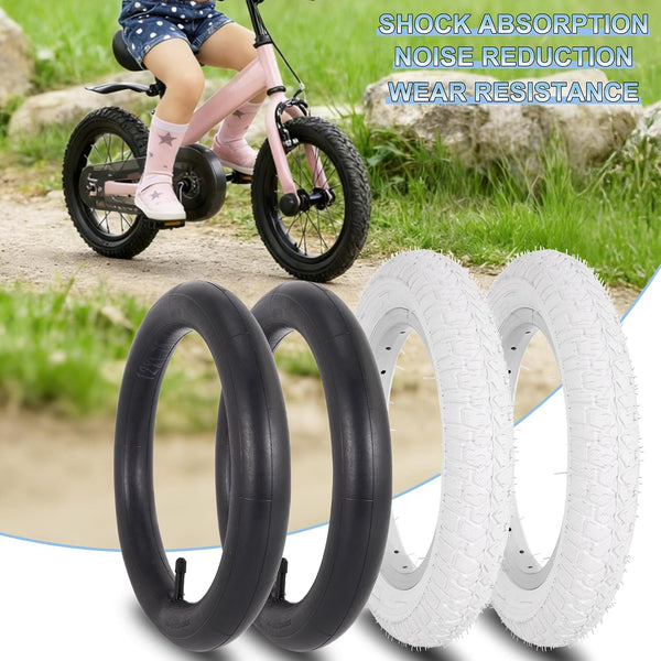 2Sets 12.5x2.25 white Bike Tires and Inner Tubes, 12 1/2x2 1/4 BMX Tire Sets (54-203) Compatible with Jetson Kids Bike Caster Trike Bob Stroller and Other 12 Inch Baby Cart Bicycle Tire and Tube