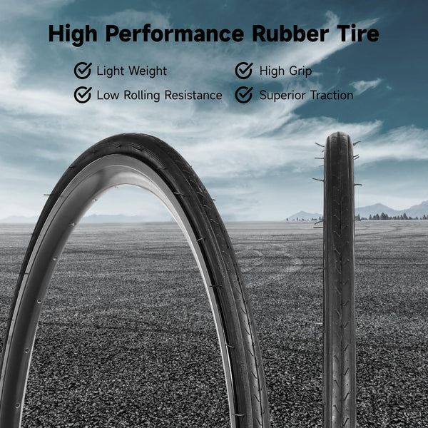 yeesport 700x23c Tires Road Bike Set, 700 x 23c Road Bike Replacement Kit with 700x23/25/28c Tubes, Foldable 700c Bicycle Tires
