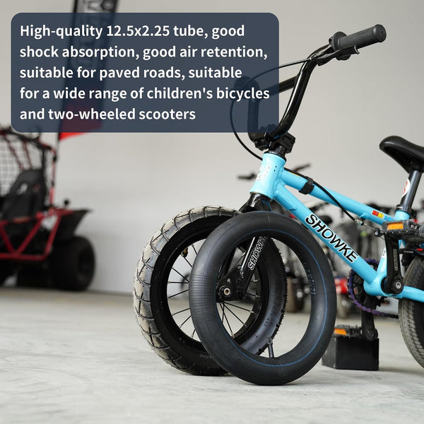 2Set 12 1/2 x 2 1/4 Bike Inner Tube 1.2mm Extra-Thick, 12.5x2.25 Inner Tube 57-203 and Repair Kit Compatible with Dirt Bike, Caster Trike, Jetson Kids Bike, Stroller, 12 Inch Bicycle Tire Tube
