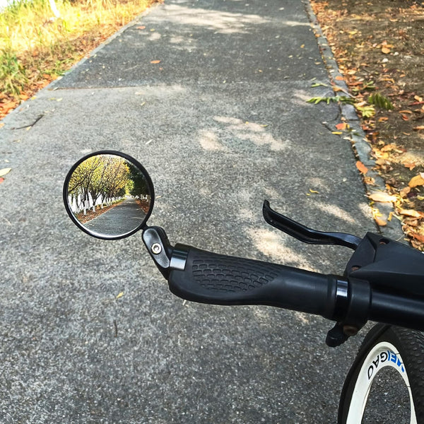 Bike Mirror, Bar End Bicycle Mirror 2 Pack, Adjustable Bike Rear View Mirrors for Handlebar End, Acrylic Convex Round HD Bicycle Rearview Mirrors for Road Bike Mountain Bike