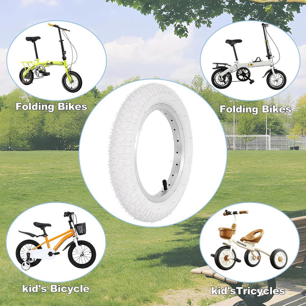 2Sets 12.5x2.25 white Bike Tires and Inner Tubes, 12 1/2x2 1/4 BMX Tire Sets (54-203) Compatible with Jetson Kids Bike Caster Trike Bob Stroller and Other 12 Inch Baby Cart Bicycle Tire and Tube