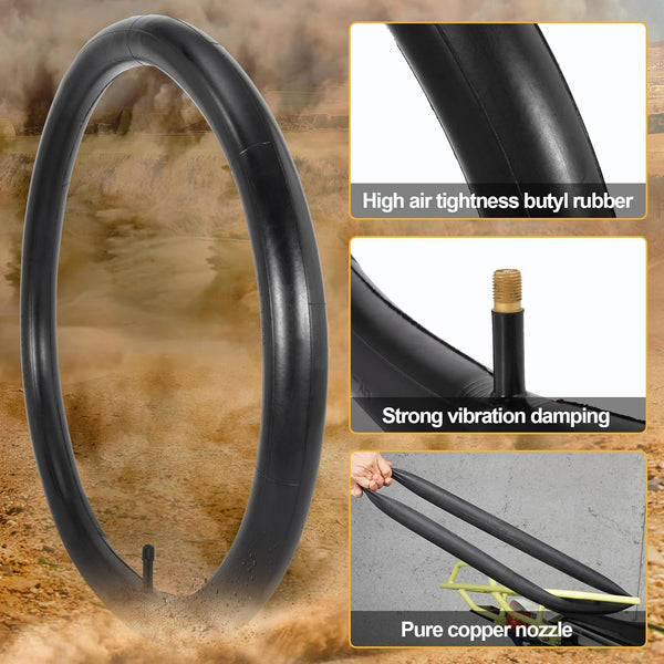 2Sets 20x1.75 Street Tires and Tubes, Puncture Resistant Folding Bike Tire Sets 47-406 Compatible with Road Bike Street Bicycle E-Bike Wheelchair Low Resistance All Black Sidewall