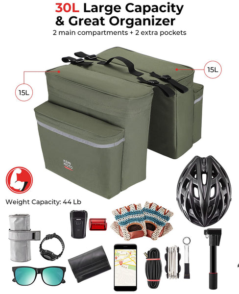 Kemimoto Bike Bag Bicycle Panniers Rear Rack Bag - TRIPPER ELECTRIC BIKES