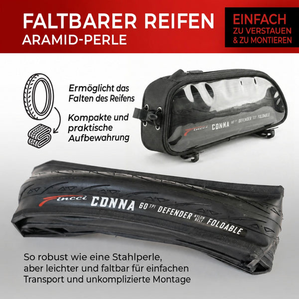 Fincci Conna Pair 700x23c Tires Road Bike 23-622 Foldable Bike Tire 60TPI with 1mm Antipuncture Protection for Cycling Racing Touring - Pack of 2 Bicycle Tires 700 x 23c