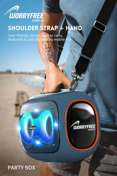 Portable Bluetooth Speaker with Dual Wireless Mics with Volume Control, 120W, Tripod Stand, 10+ Hours Playtime, Big Bass TWS/USB/TF Card/AUX IPX6 Waterproof Party Box (Gray)