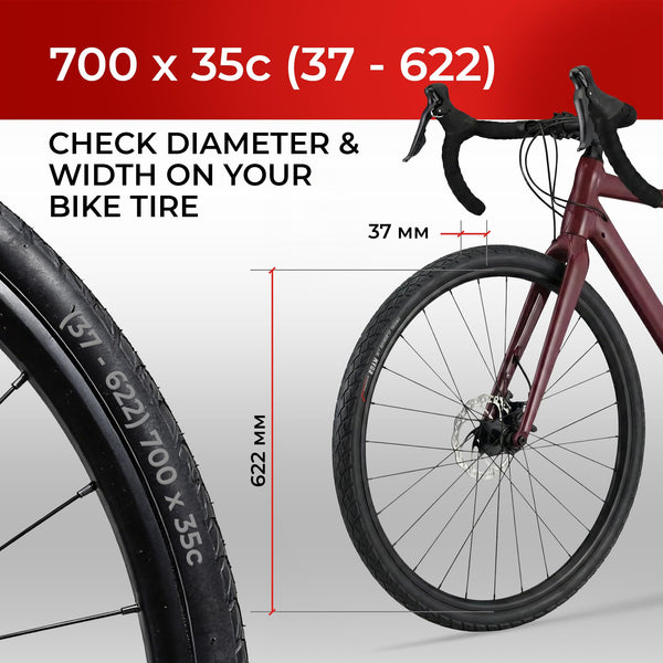 Fincci Pair 700x35c Tire Foldable 37-622 with 1mm Antipuncture Protection for Cycle Road Mountain MTB Hybrid Touring Electric Bike Bicycle with 700 x 35c Tires - Pack of 2