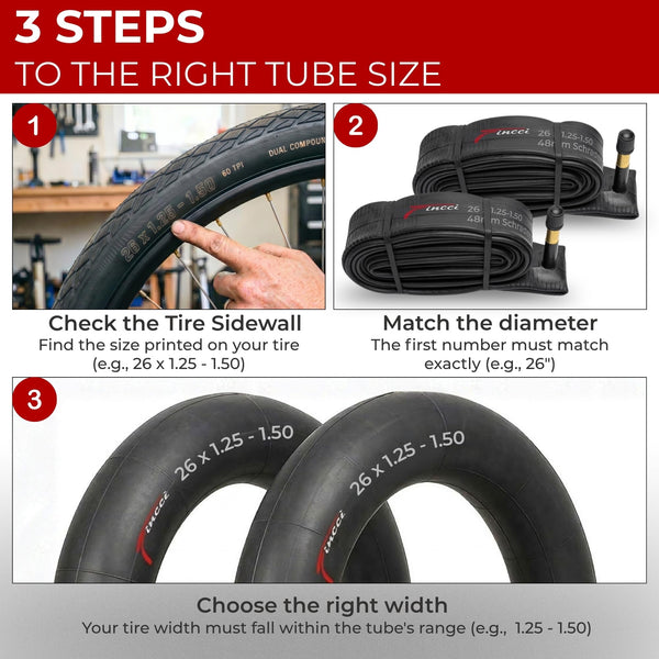 Fincci Bike Tire Tubes 26x 1.25 x 1.35 x 1.4 x 1.5 with Presta-Schrader Valve – Pair Durable 26 Inch Bike Tube - Reliable Air Retention 2X Tubes for Mountain, MTB, Road, XC, Cruiser Bikes