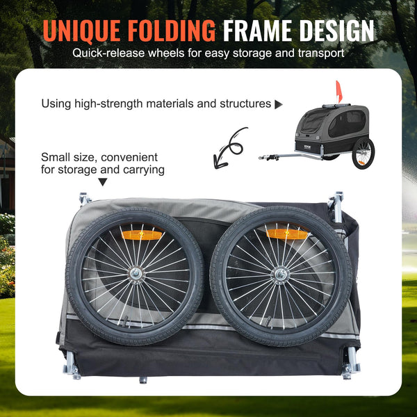 VEVOR Dog Folding Bike Trailer - 66/88 lbs.