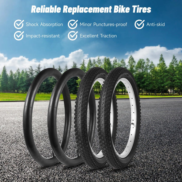 18 inch Bike Tire, 2 Pack 18x2.125“Bike Tires and 18 inch Bike Tubes with Tire Levers, Kids Bike Tire 18 x 2.125 Bicycle Tire Portable MTB Tires