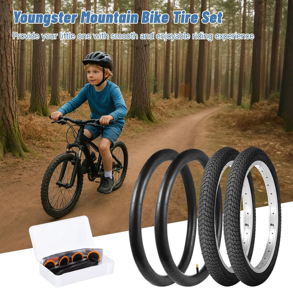 yeesport 16 Inch Bike Tires, 2 Pack 16x1.75 Bike Tires and Tubes Set, 16x1.75 Tires & 16inch Bike Tubes with Repair Kit, 16 Inch Mountain Bike Tire for MTB Tire, BMX Tire, Kids Bike Tire
