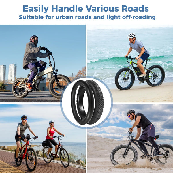 yeesport 20x3.0 Bike Tire & Tube Set, Folding 76-406/20 x 3.0 Ebike Tires & 20x3.0 Fat Bike Tubes with Levers, 20 inch Fat tire for Electric Bicycle, MTB
