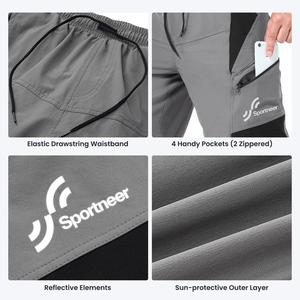 Sportneer Bike Shorts for Men: 3D Padded Lightweight Riding Biking Cycling Mountain Bike Shorts for Men with Zipper Pockets