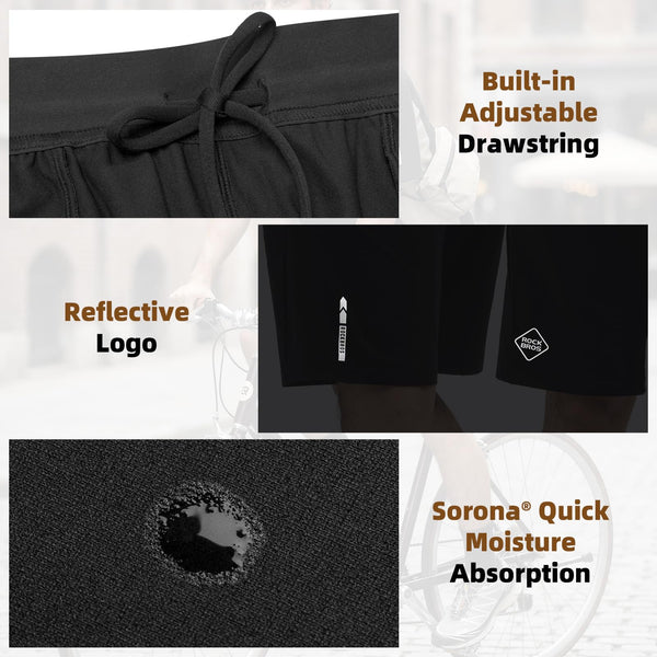 ROCKBROS Padded Bike Shorts for Men Women Breathable Quick Dry Lightweight Cycling Shorts with Pockets for Casual Biking