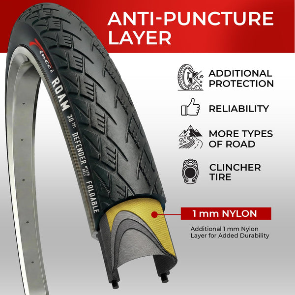 Fincci Pair 700x35c Tire Foldable 37-622 with 1mm Antipuncture Protection for Cycle Road Mountain MTB Hybrid Touring Electric Bike Bicycle with 700 x 35c Tires - Pack of 2