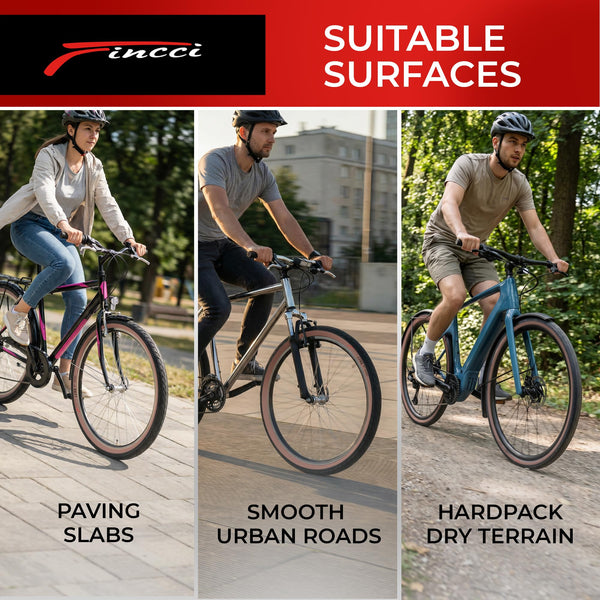 Fincci Pair 26x1.95 Bike Tire - Leno Semi-Slick City 26 inch Bike Tires - 50-559 Black Foldable Mountain Bike Tires for Electric, Road, MTB Bikes