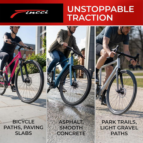 Fincci Roam 700 x 32c Foldable Bike Tires with Anti-Puncture Protection 1mm Nylon – 32-622 – Pack of 2 – for Electric, Road & Hybrid Bicycles