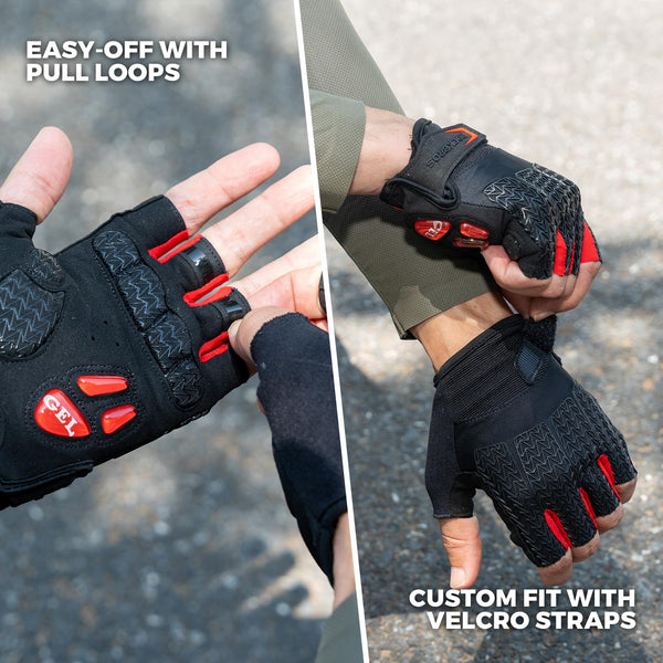 ROCKBROS Cycling Gloves for Men Women with Anti-Slip Shock-Absorbing Pad Fingerless Bike Gloves Light Weight Breathable Biking Gloves