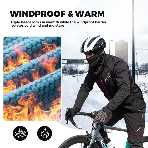 ROCKBROS Winter Cycling Pants Warm Ergonomics Men's Windproof Thermal Bicycling Pants Black