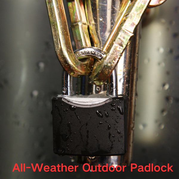 SEPOX® 2-Pack Heavy Duty Outdoor Padlocks, Keyed Alike – 1-9/16" Solid Steel, Weatherproof Rustproof Lock with Black Coating & 2 Keys for Gate, Fence, Toolbox, Gym & Shed Locker