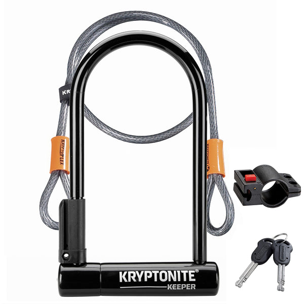 Kryptonite Keeper Standard Bike U-Lock, Heavy Duty Anti-Theft Bicycle U Lock Sold Secure Silver, 12mm Shackle with Mounting Bracket and Keys for Bike, Motorcycle, Scooter, Bicycle, Door, Gate, Fence | bike-locks