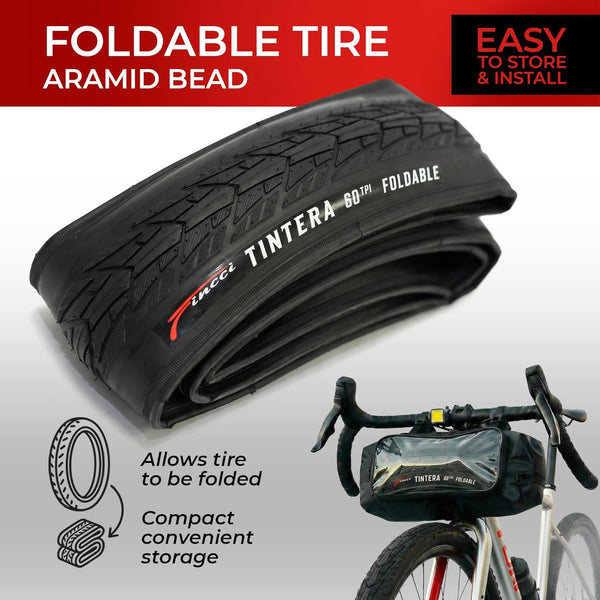 Fincci Pair 700x40c Bike Tire - 700c Gravel Tires with Kevlar & Nylon 1mm Puncture Proof - Lightweight 60 TPI Foldable Bicycle Tires 42-622 for Hybrid, Electric, Touring Bikes