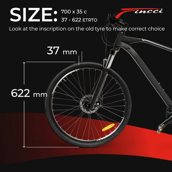 Fincci City 700x35c Bike Tire with 700c Bike Tube Schrader/Presta - 2er Foldable 700c Tires, 37-622 with 1 mm Puncture Resistant - Kevlar Road Bike Tires 28 inch for Touring, Hybrid, Electric Bicycles