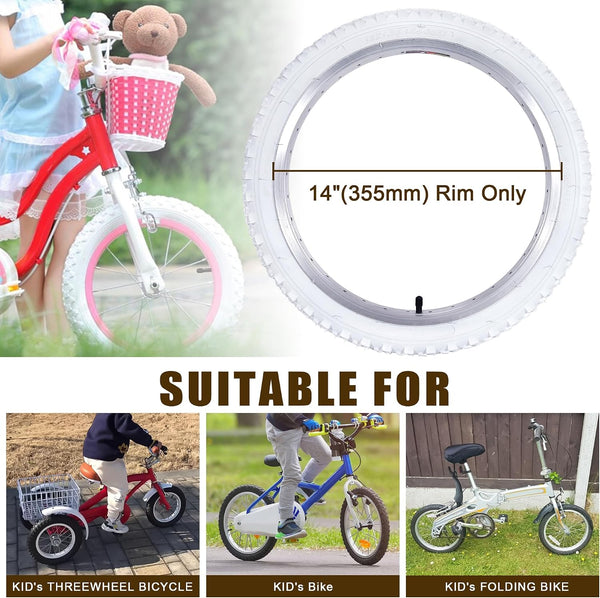 2Sets 18x1.95 Bike Tires and Tubes, Puncture Resistant Off-Road Folding Bicycle Tire Sets 50-355 Compatible with E-Bike Mountain Bike MTB Bicycle All-Terrain Directional Tread, White Color