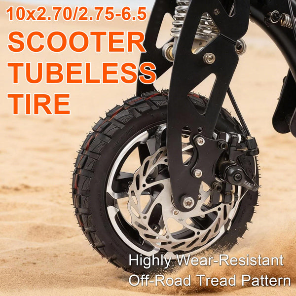 10x2.75-6.5 Scooter Off Road Tire, 10x2.70-6.5 Tubeless Tire for Speedway Dualtron Joyor Titan Segway Gotrax Mten3 Okai Beetle Hitway H5 Electric/Gas Scooter balance Scooter 10" OD Tubeless Tyre