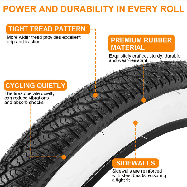 2-Pack 26x4.0 Fat Bike Tire, 26 Inch Mountain Bike Tires & Tubes Set, Folding Replacement Bicycle Tires with Tire Levers for Off-Road Bike and Ebike