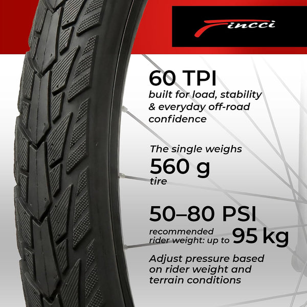 Fincci Pair 700x40c Bike Tire - 700c Gravel Tires with Kevlar & Nylon 1mm Puncture Proof - Lightweight 60 TPI Foldable Bicycle Tires 42-622 for Hybrid, Electric, Touring Bikes