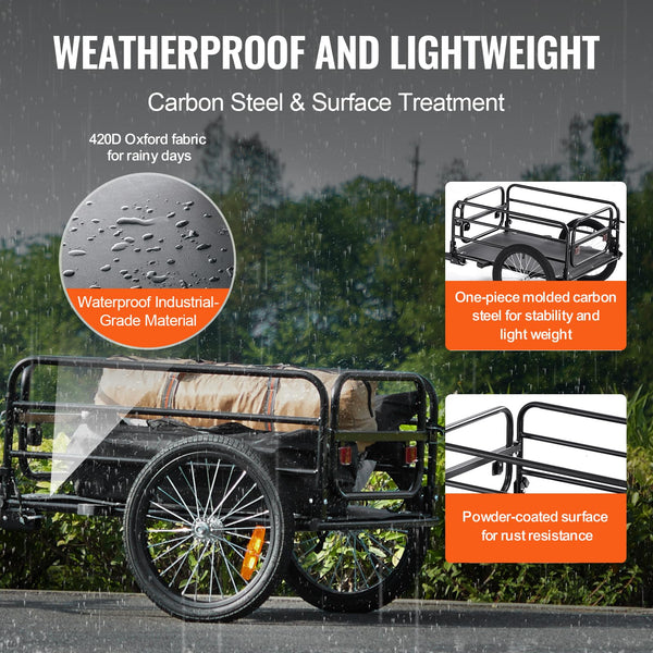 VEVOR E-Bike Cargo Trailers Heavy-Duty Bicycle Wagon Cart, Foldable - TRIPPER ELECTRIC BIKES