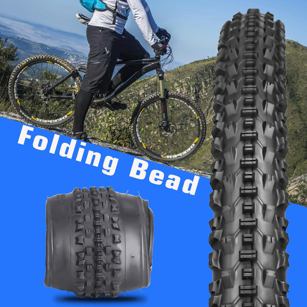2 Pack 26 x 2.10/27.5 x 2.10 Bike Tires 26/27.5 inch Folding Bike Tires Fit for 26/27.5 X 1.95 26 X 2.10 26 X 2.125 Mountain Bike Beach Cruiser Bike City Urban Bicycles Bikes