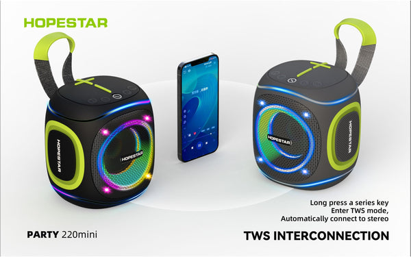 10W Portable Bluetooth Speaker with RGB Lights (Black)