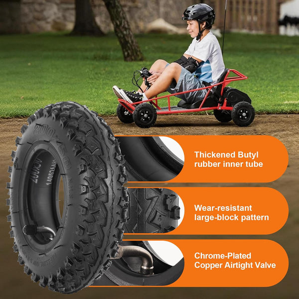 200x50 (8"x2") Dirt Scooter Knobby Tire & Inner Tube Off-Road Go Kart Tire Set For Crazy Cart, Pro RDS, Dune Buggy, RX200 Pneumatic Tyre, Include Install Lever Valve, Core Fix Kit, Caps, 2Sets