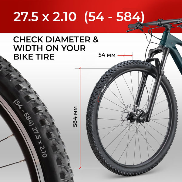 Fincci Durable 27.5 x 2.10 Mountain Bike Tires 54-584 - Kevlar Foldable 27.5 Bike Tire Oncamp for Cycle on MTB, Mud, Dirt, Offroad, XC Bicycle, E-Bikes - Lightweight Tyre 30 TPI